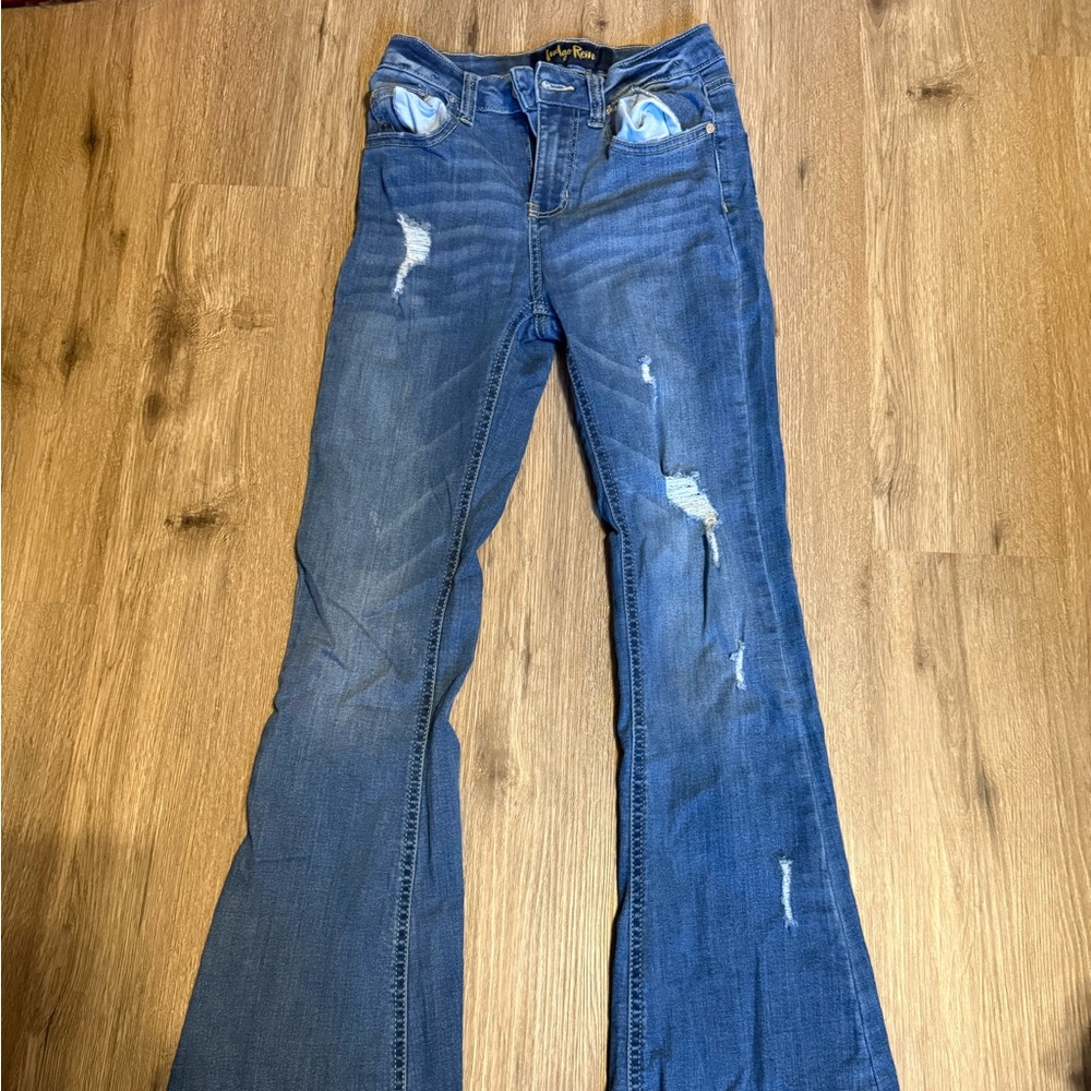 Indigo Rein Blue Distressed Flare Jeans